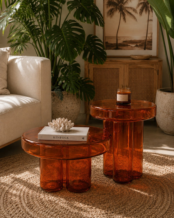tangelo glass side table