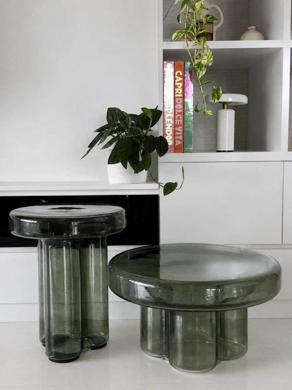 moss glass coffee table