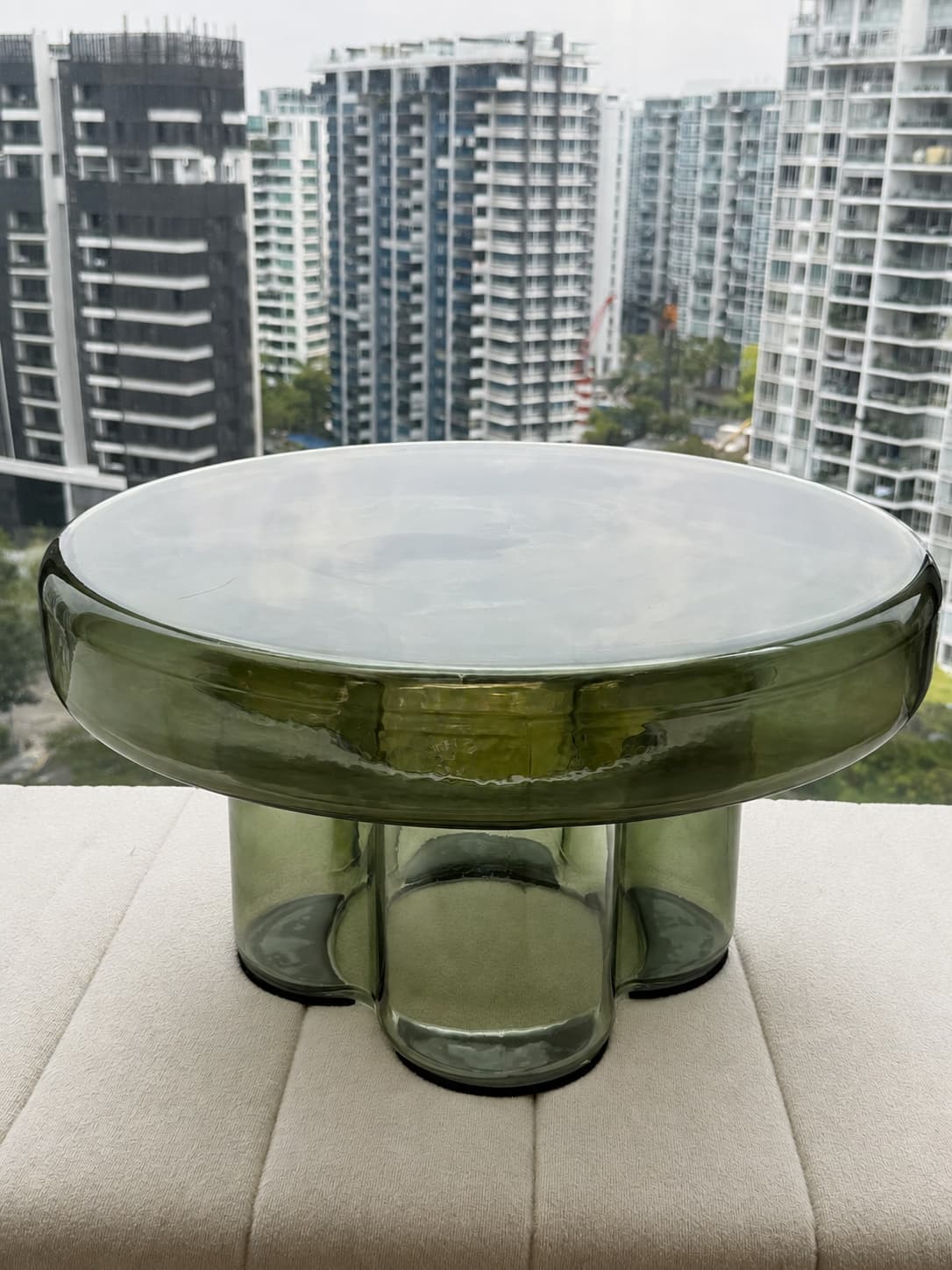 moss glass coffee table