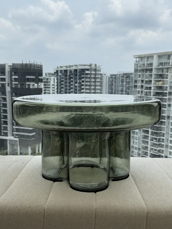 moss glass coffee table