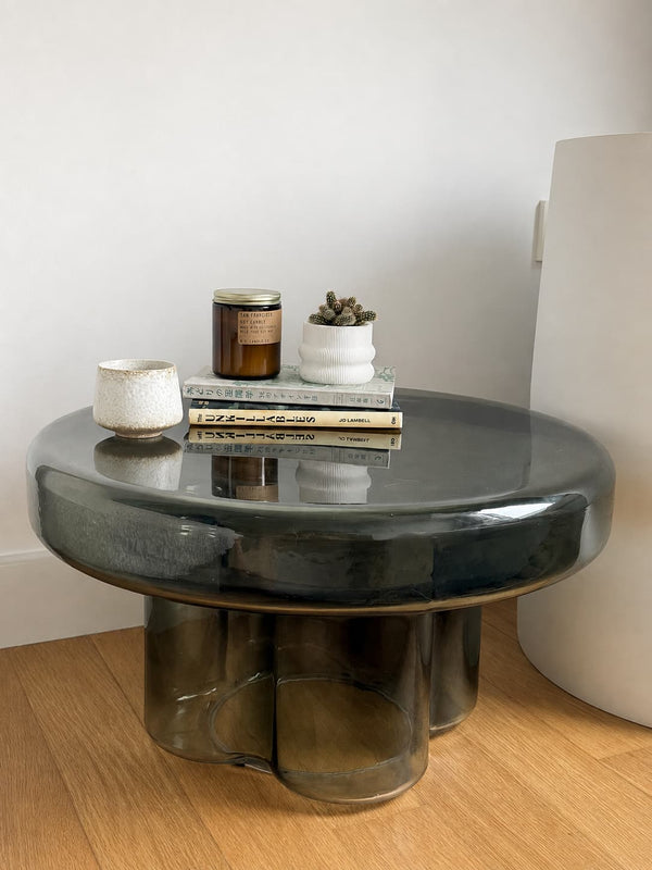 moss glass coffee table