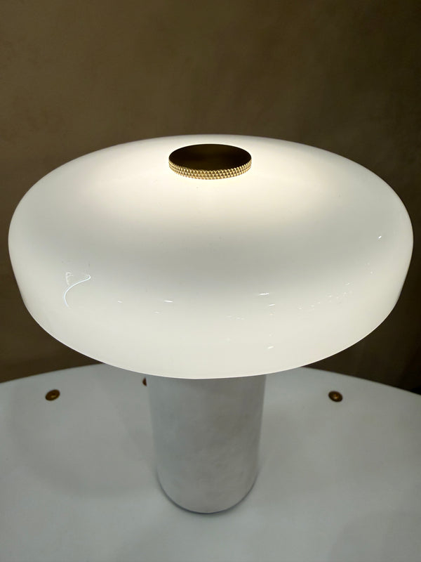 vela mushroom lamp white glass
