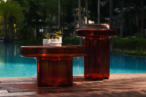 tangelo glass coffee table