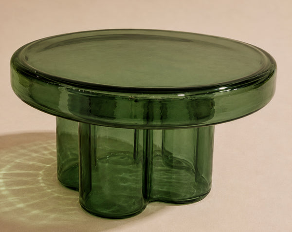 moss glass coffee table