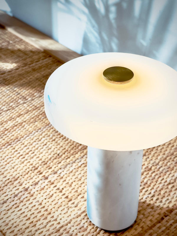 vela mushroom lamp white glass