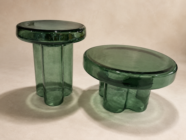 moss glass coffee table