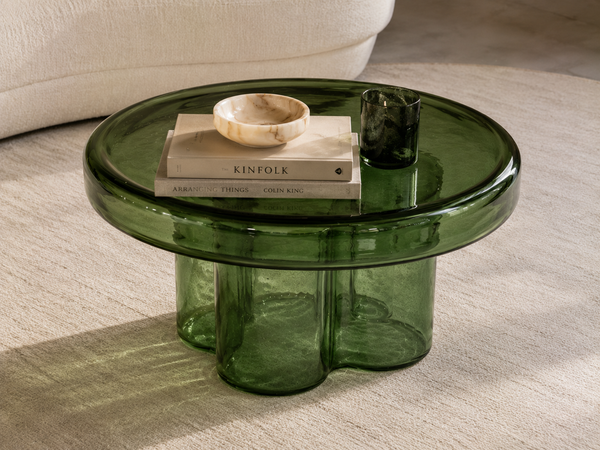 moss glass coffee table