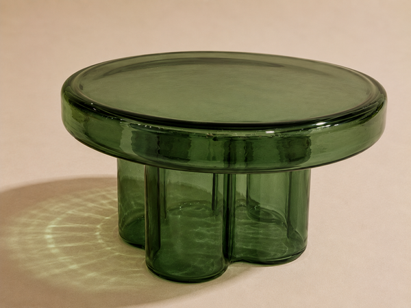 moss glass coffee table